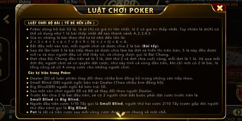 Luật chơi game bài Poker Go88