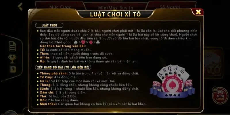 Quy tắc chơi Xì tố Go88 Online